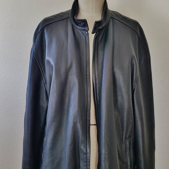Zegna S sportskinny fit Nappa Black Leather Biker JacketFor Nordstrom Lg